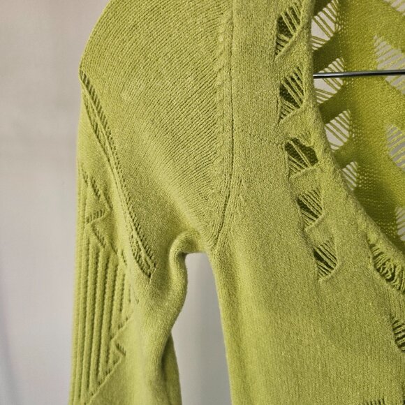 Soft Lime BodyCon Viscose Peek-A-Boo Knit Dress - Picture 4 of 8